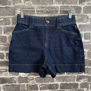 SPANX Denim Shorts Dark Wash Stretchy Pull‎ On pockets